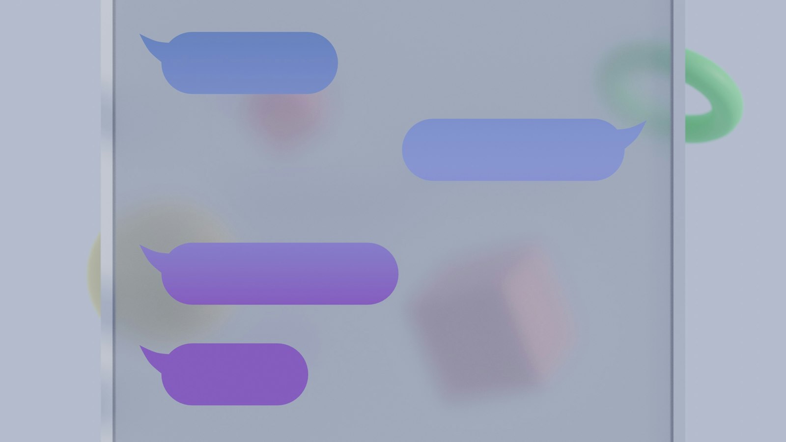 Speech bubbles in purple and blue