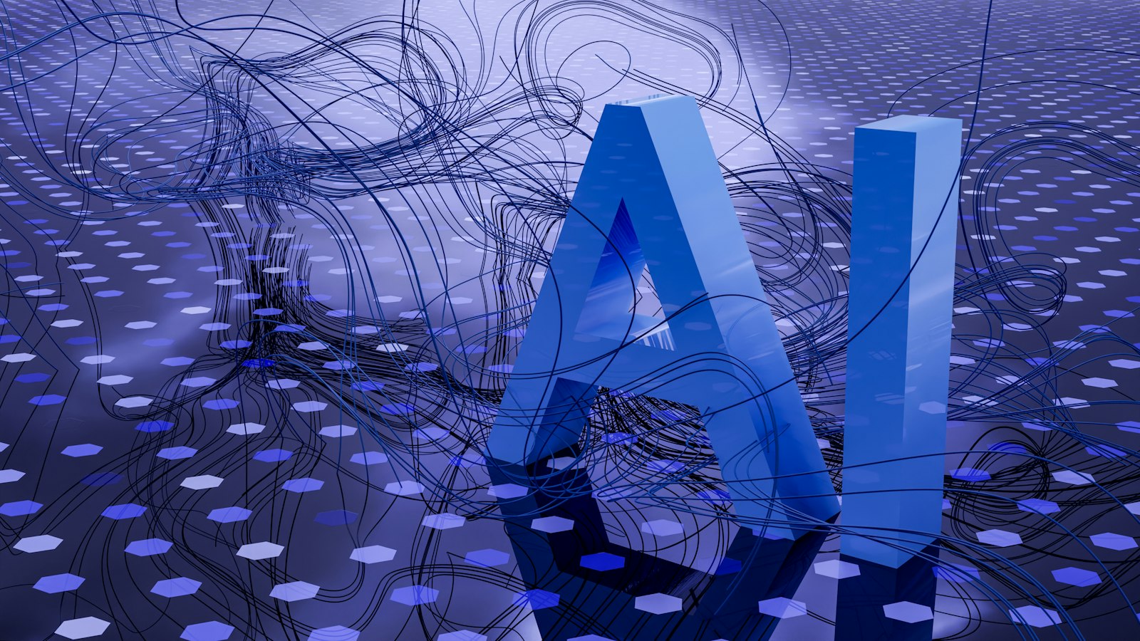 AI i 3D mot lila bakgrund